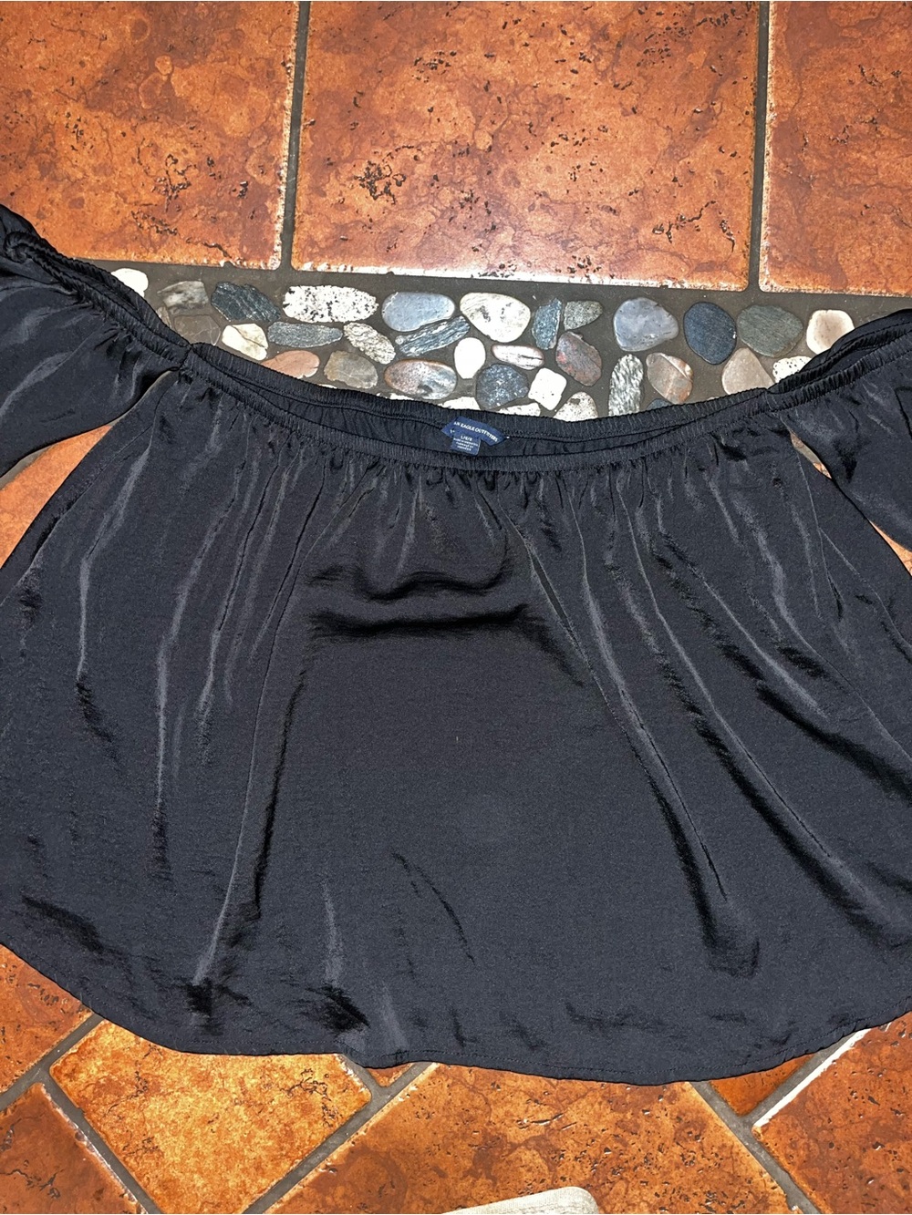 American Eagle Outfitters Black Off-Shoulder Tunic Top